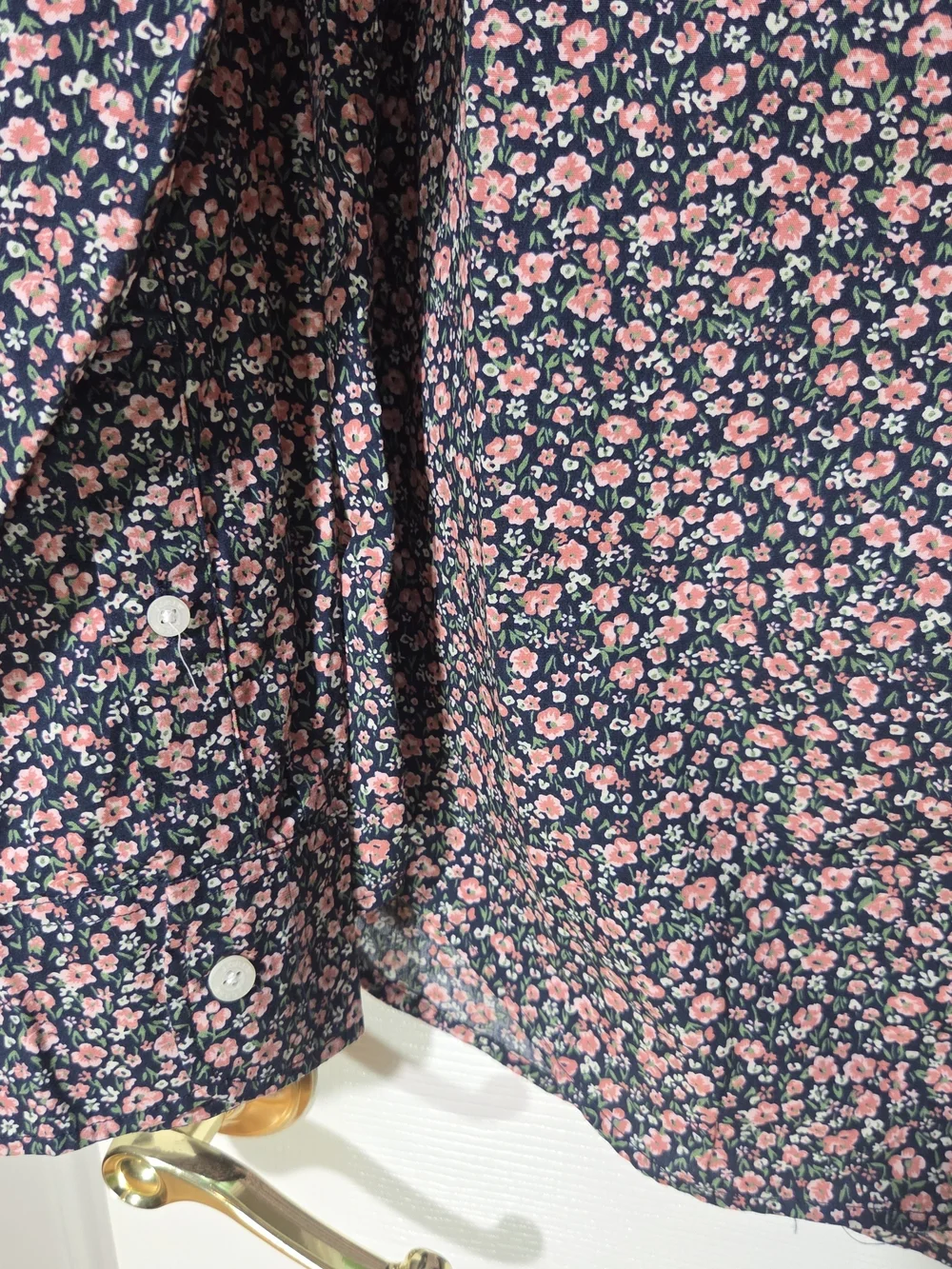 J. Crew Flex Casual Navy and Pink Floral Button-Down Shirt Long Sleeves Sz M